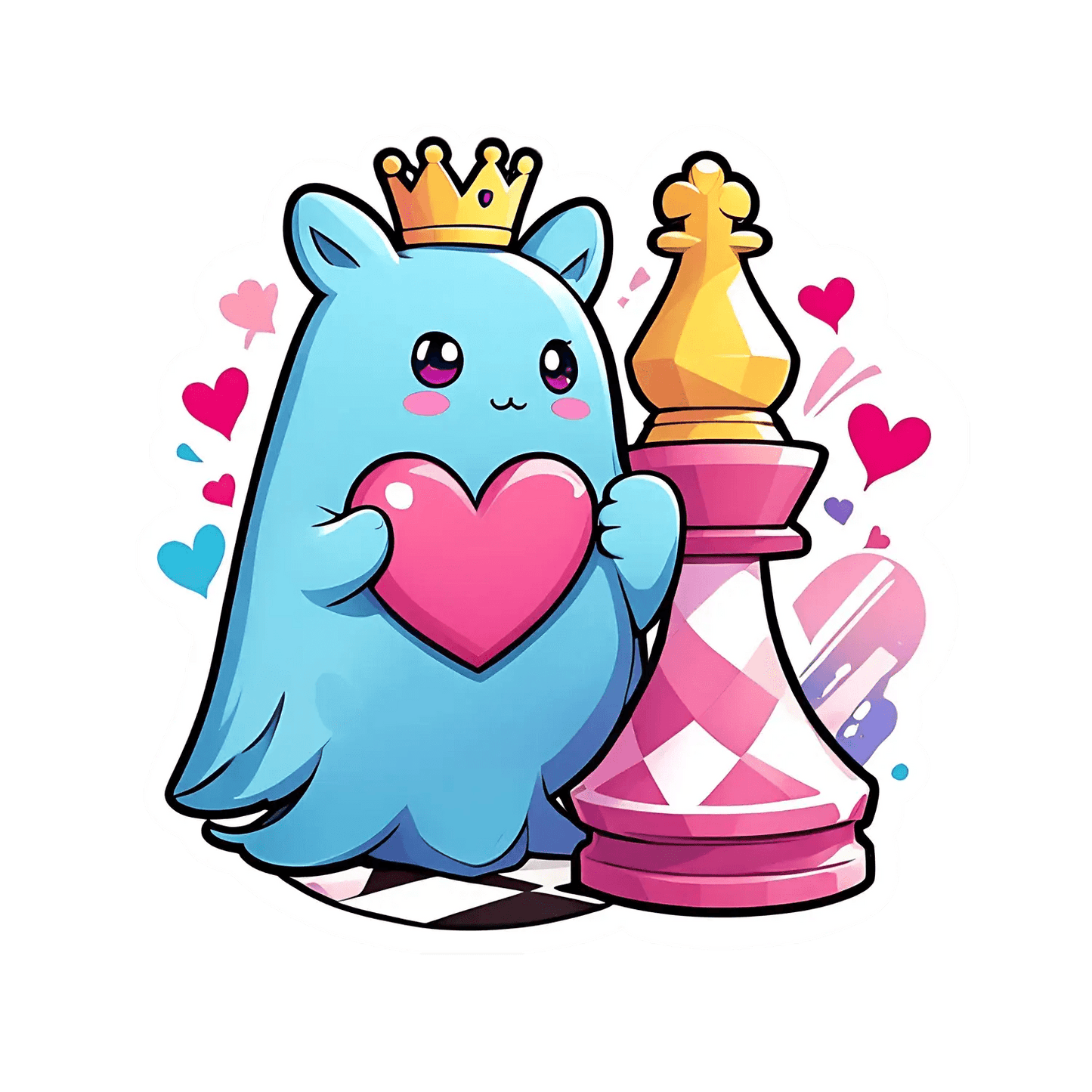 Chess Love - Cute Characters Sticker - Heat Press Transfer