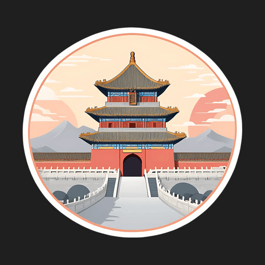 Chinese Pagoda Scenery - Sticker - Heat Press Transfer