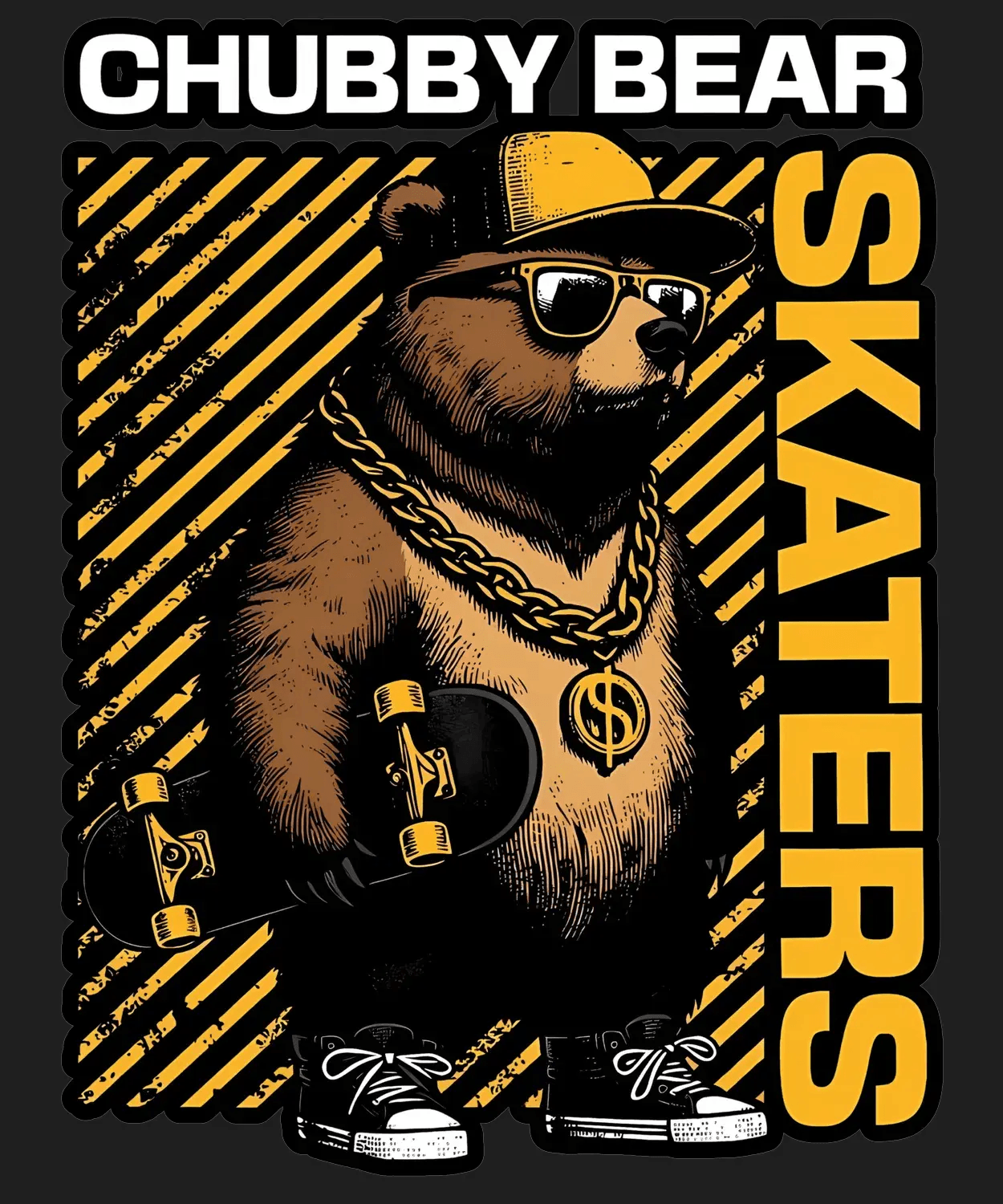Chubby Bear Skaters - DTF Ready to Press (black_bg)