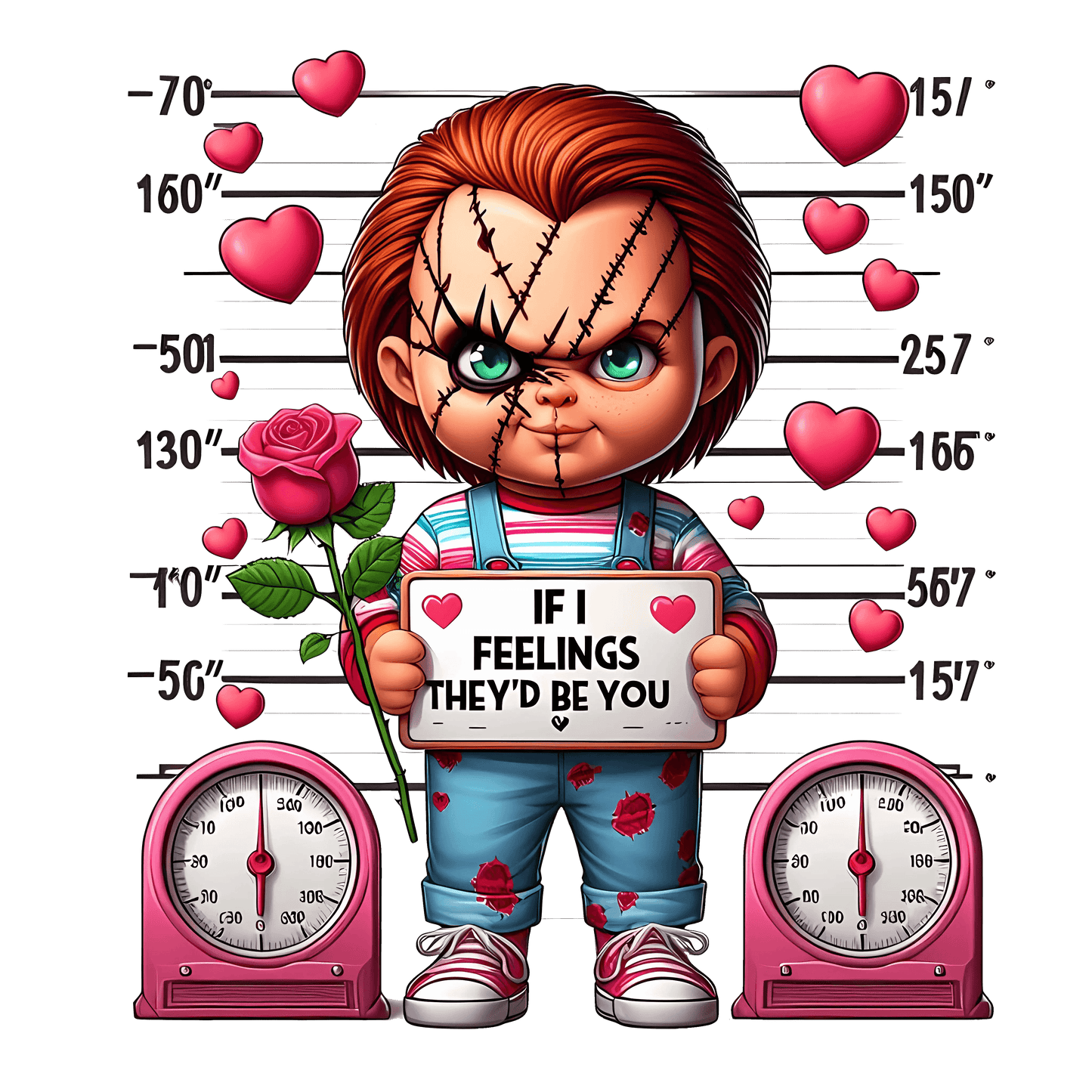 Chucky If I Feelings They'd Be You Valentine's Day Design - DTF Ready To Press - Heat Press Transfer