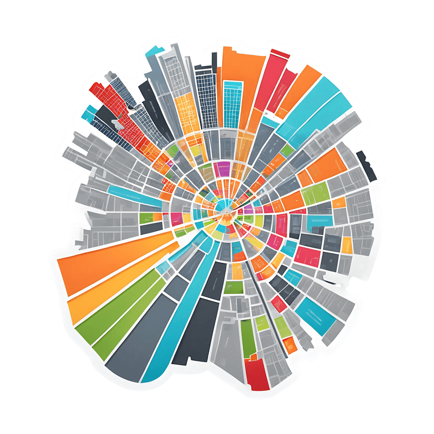 Cityscape Circle - UV DTF Sticker - Heat Press Transfer