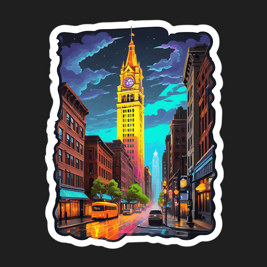Cityscape Night View - UV DTF Sticker - Heat Press Transfer