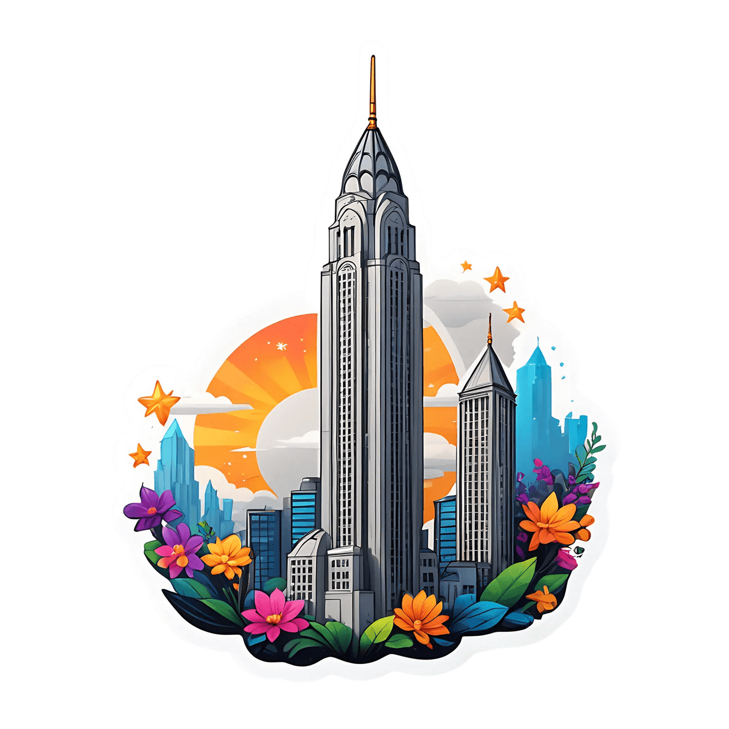 Cityscape Sunset - UV DTF Sticker - Heat Press Transfer