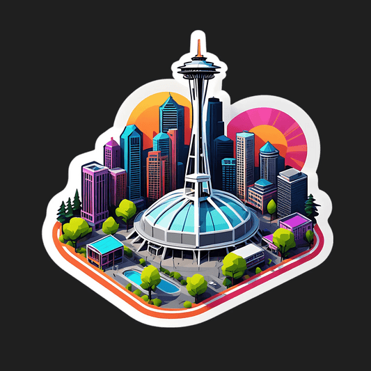 Cityscape UV Sticker - Vibrant Seattle Tourism - Heat Press Transfer