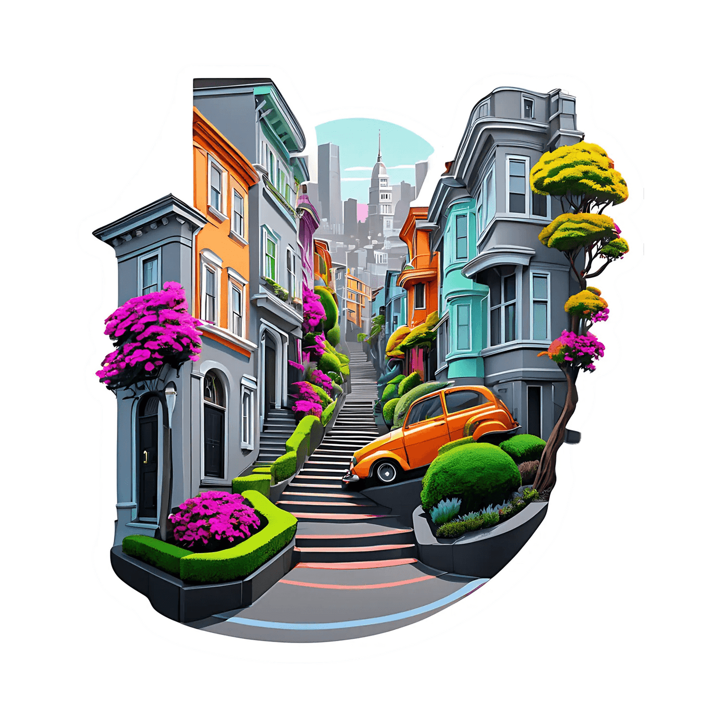 Cityscape Vibes - Colorful Sticker - Heat Press Transfer