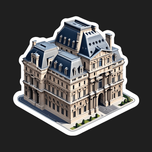 Classic Mansion Sticker - Isometric UV DTF - Heat Press Transfer
