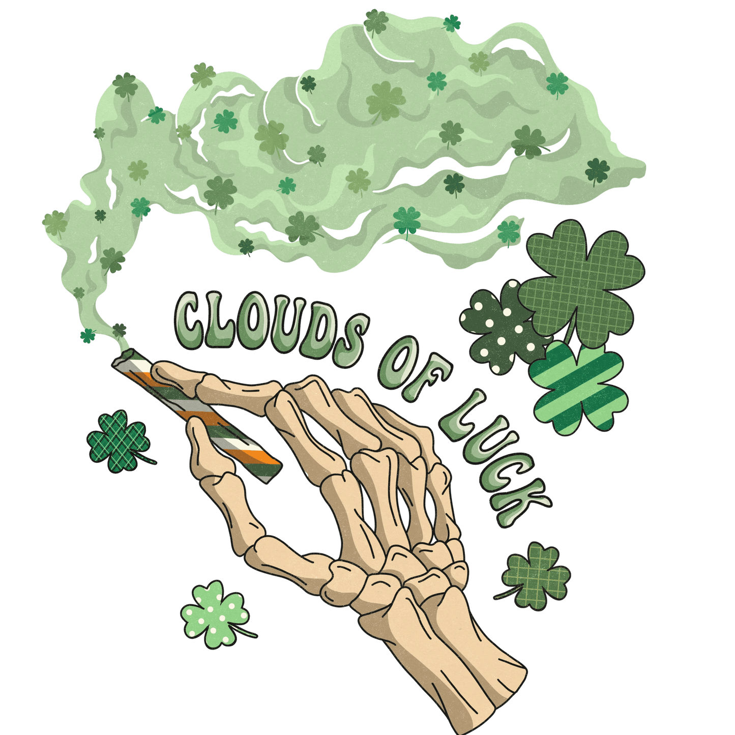 Clouds Of Luck St Patrick's Day Design - DTF Ready To Press - Heat Press Transfer