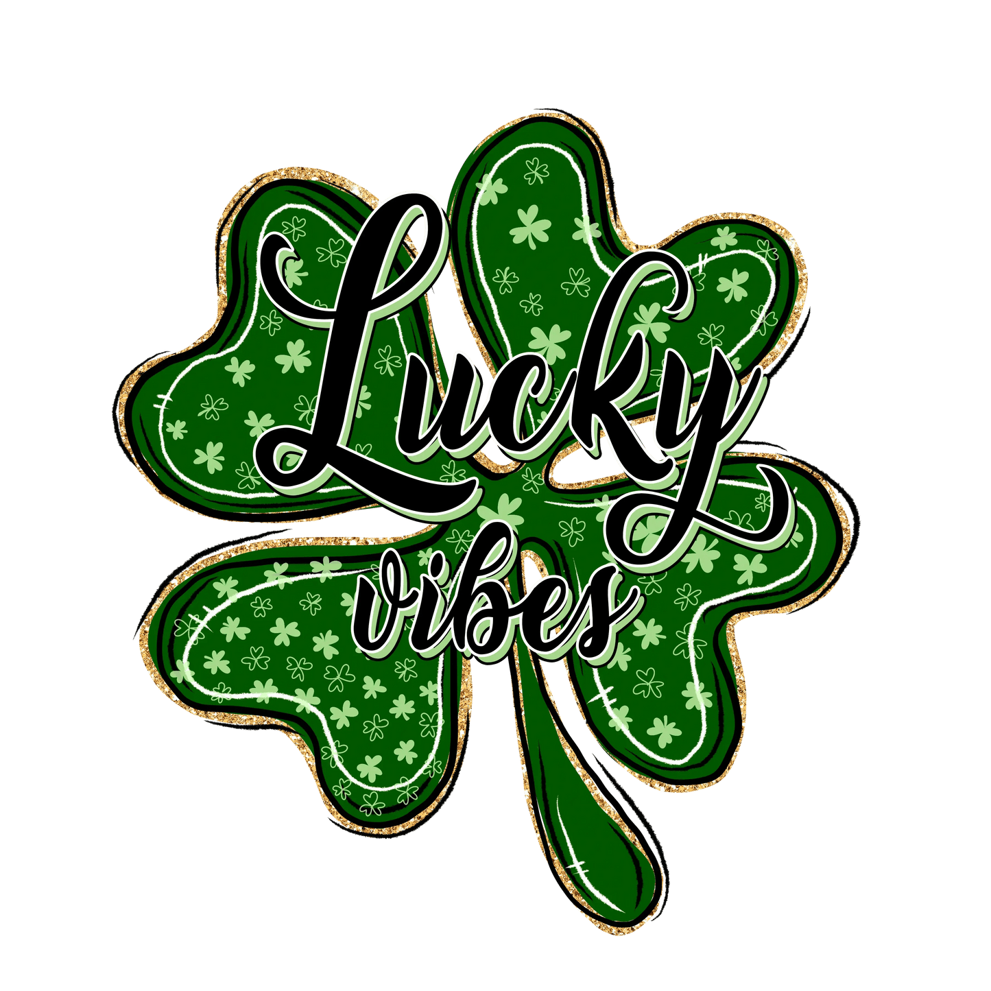 Clover Lucky Vibes Saint Patricks Day Cheetah Design - DTF Ready To Press - Heat Press Transfer