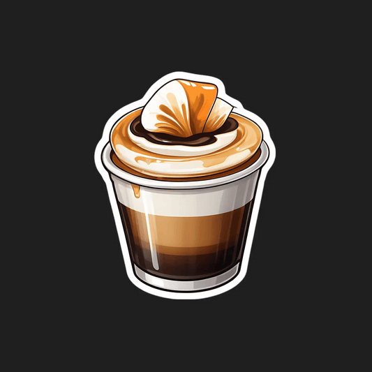 Coffee Cup Sticker - Rich Espresso Design - Heat Press Transfer