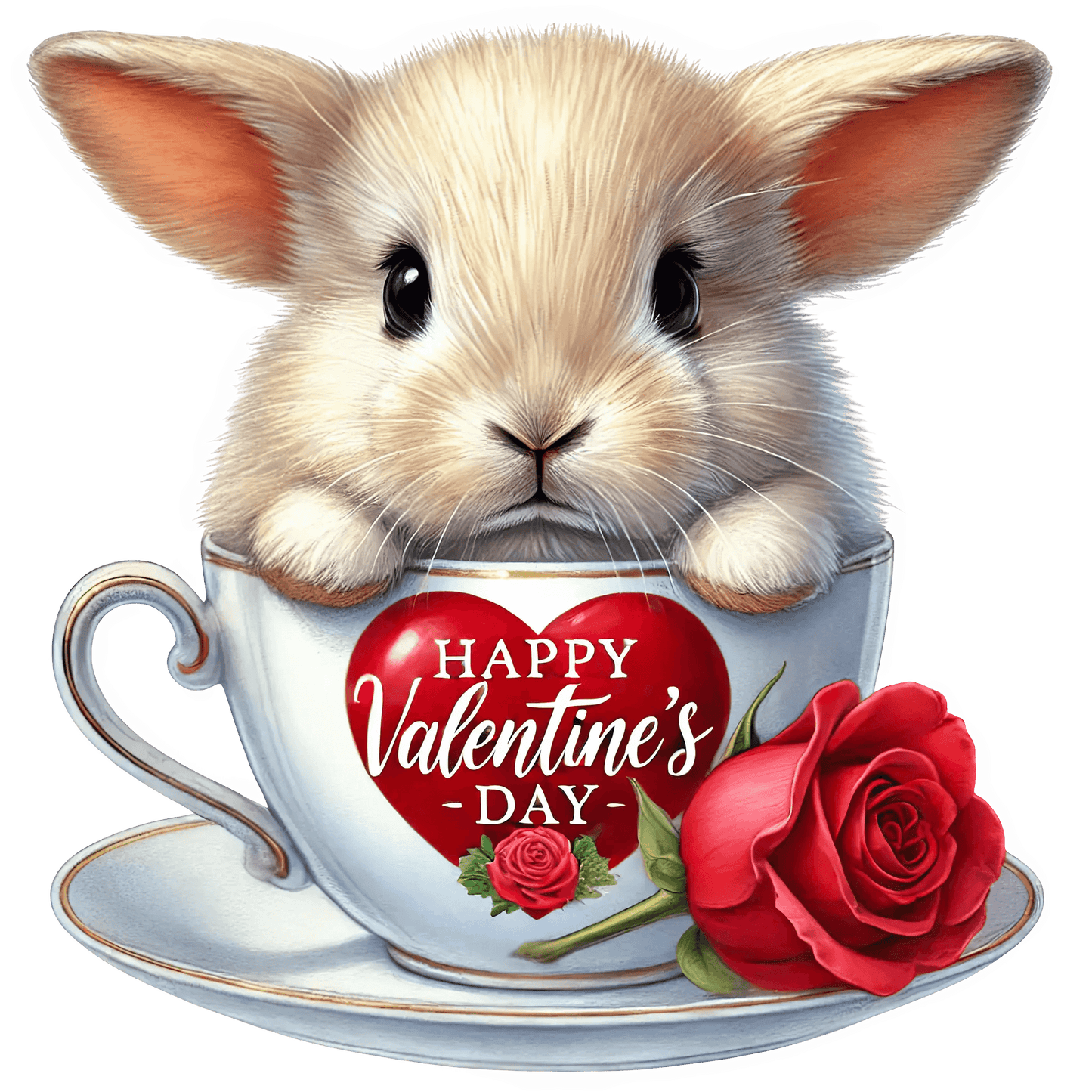 Coffee Cup Valentine's Day Bunny Design | DTF Center - Heat Press Transfer