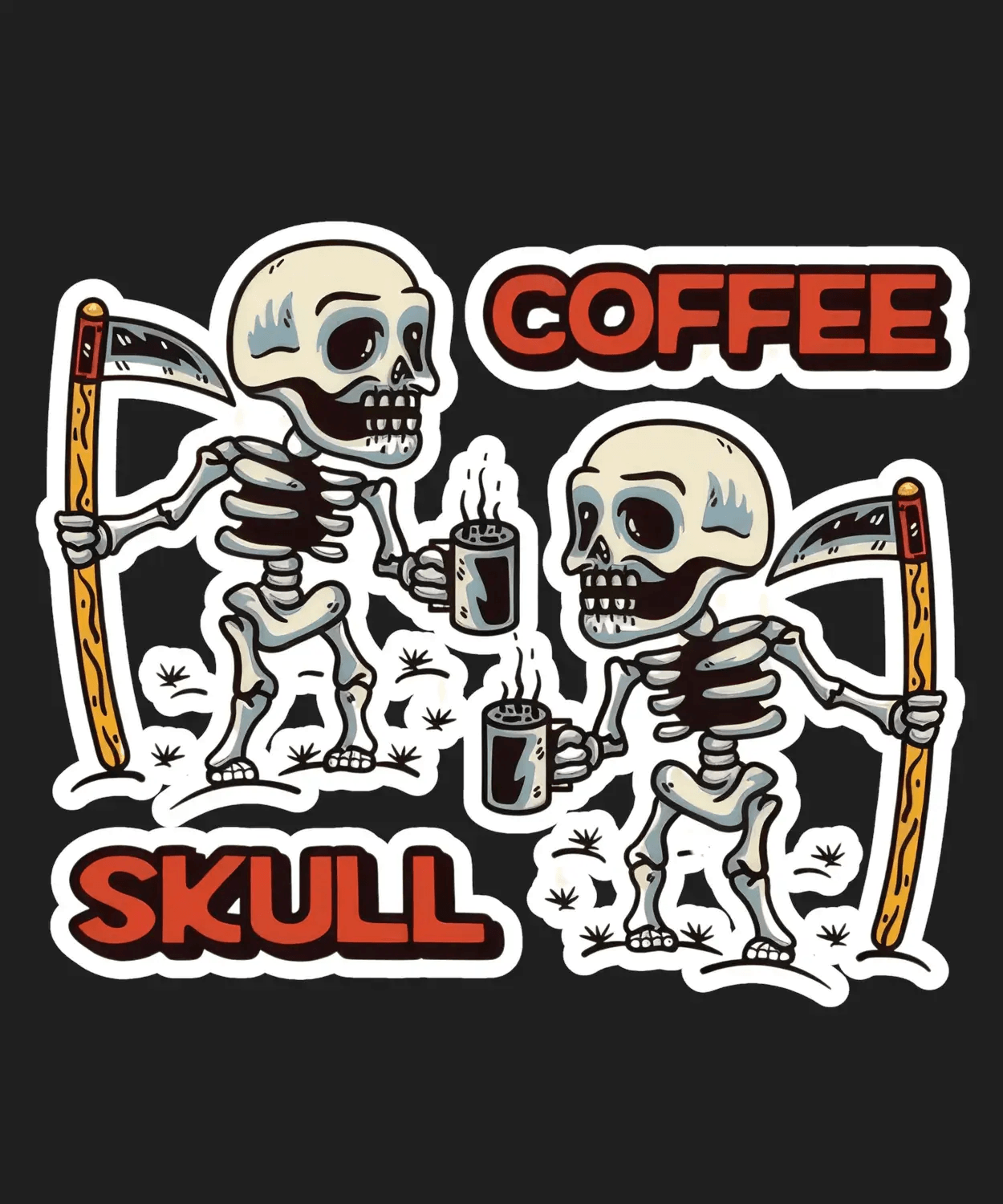 Coffee Skull - DTF Ready to Press (black_bg)