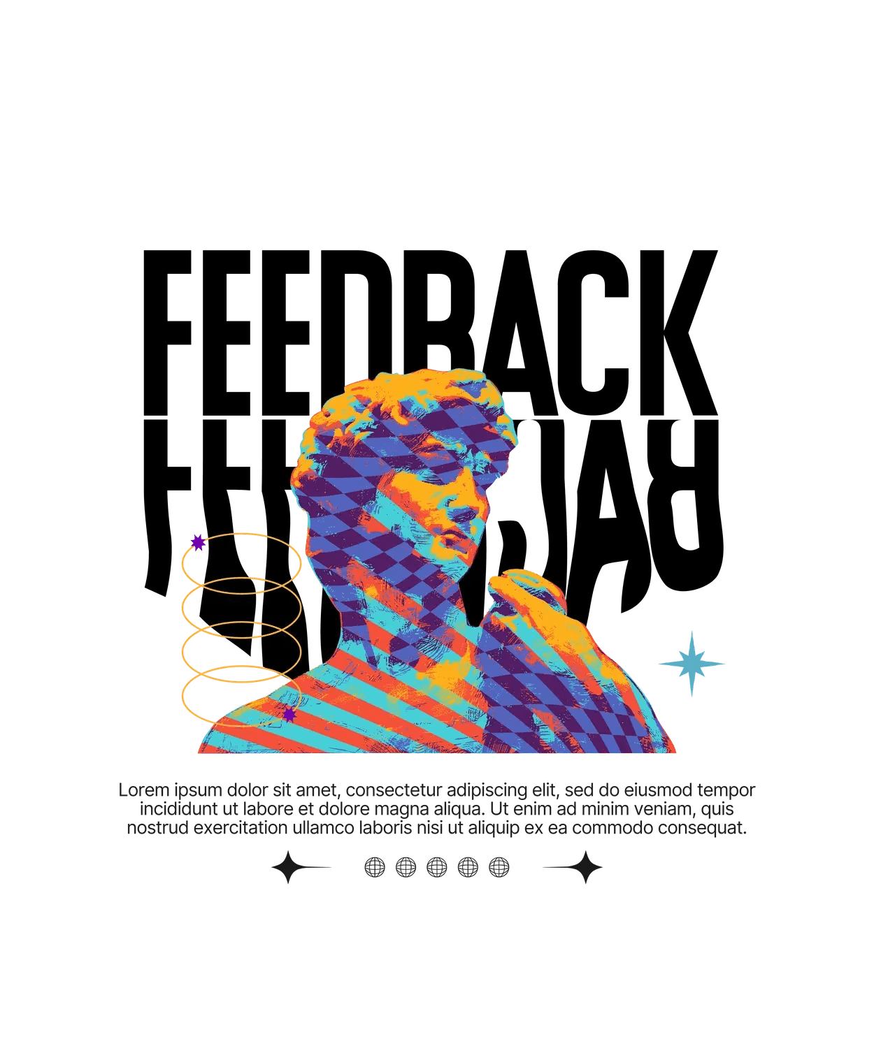 Colorful David Statue - DTF Ready to Press (original)