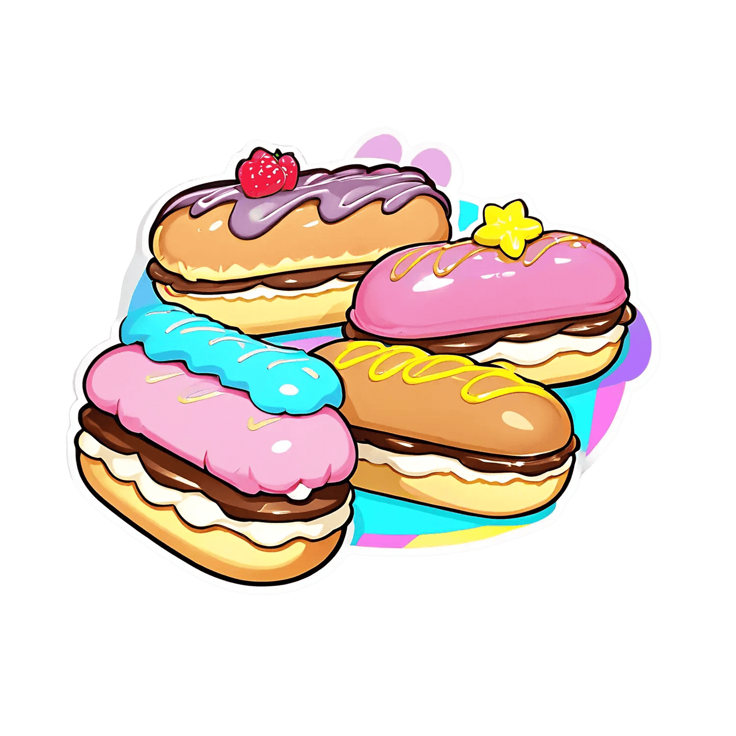 Colorful Eclair Sticker - UV DTF Decor - Heat Press Transfer