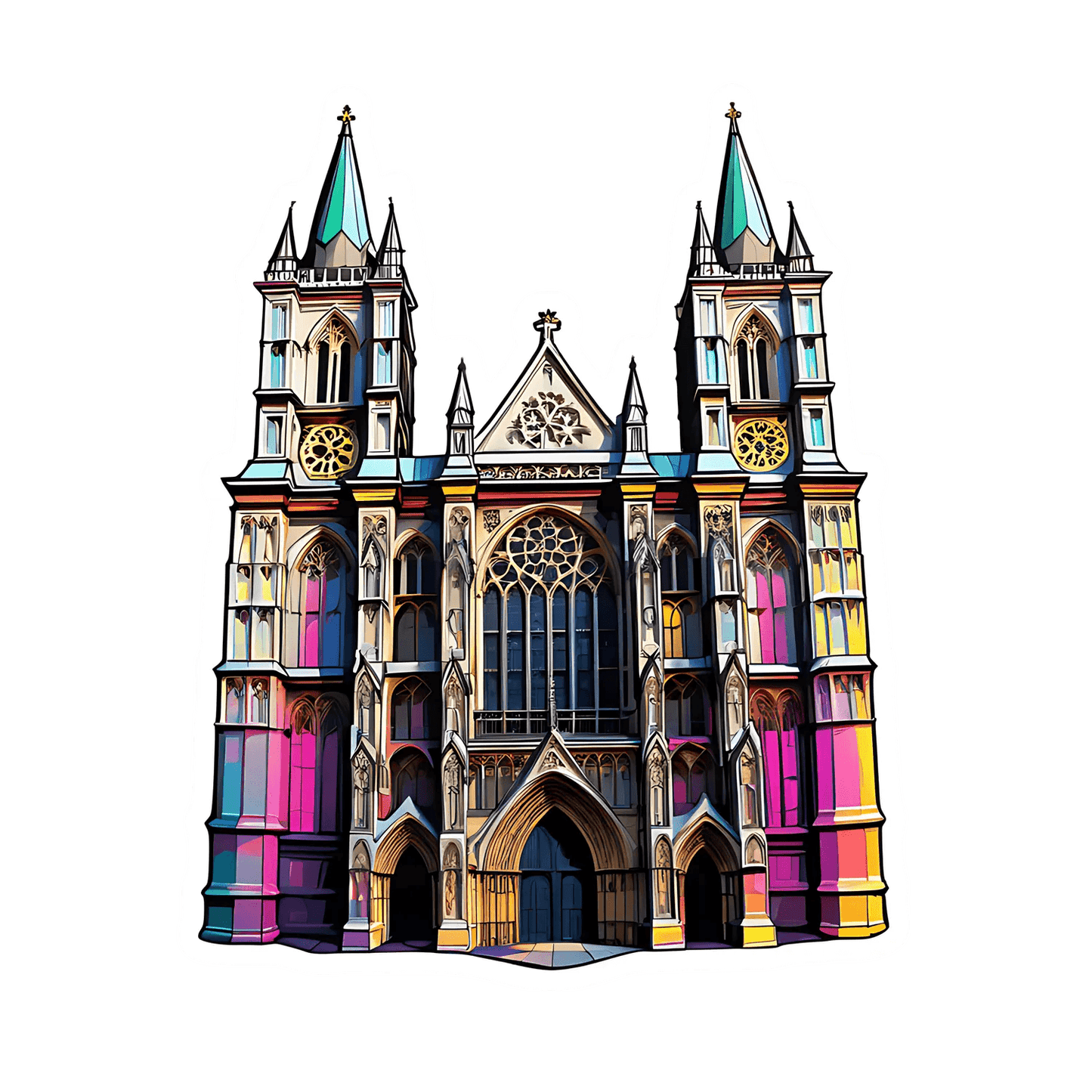 Colorful Cathedral Sticker - UV DTF - Heat Press Transfer