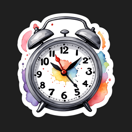 Colorful Clock Sticker - Artsy Watercolor Design - Heat Press Transfer
