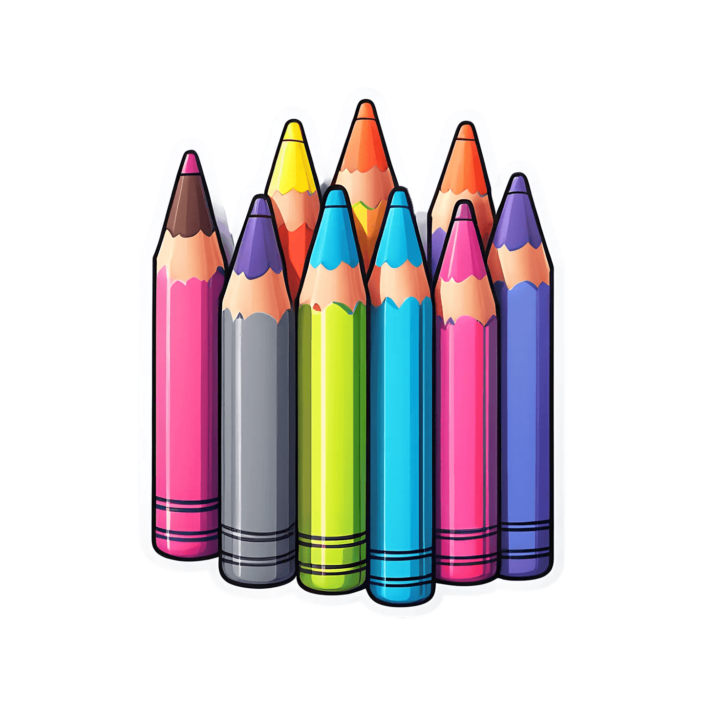 Colorful Crayons - UV DTF Sticker - Heat Press Transfer