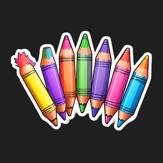 Colorful Crayons Sticker - Fun Art Supplies - Heat Press Transfer