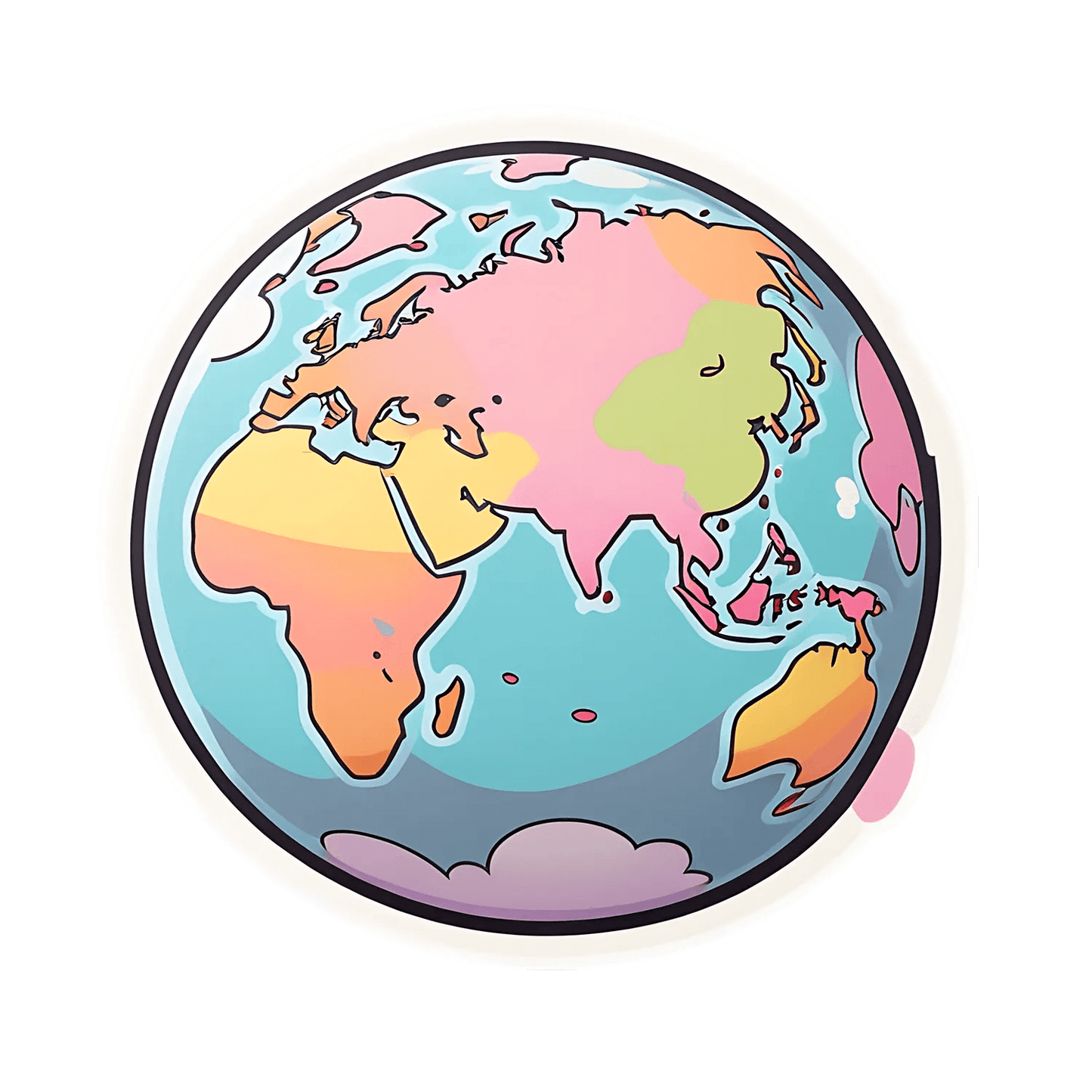 Colorful Globe Map Sticker - Heat Press Transfer