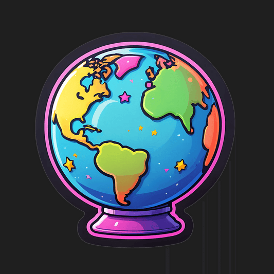 Colorful Globe Sticker - UV DTF - Heat Press Transfer