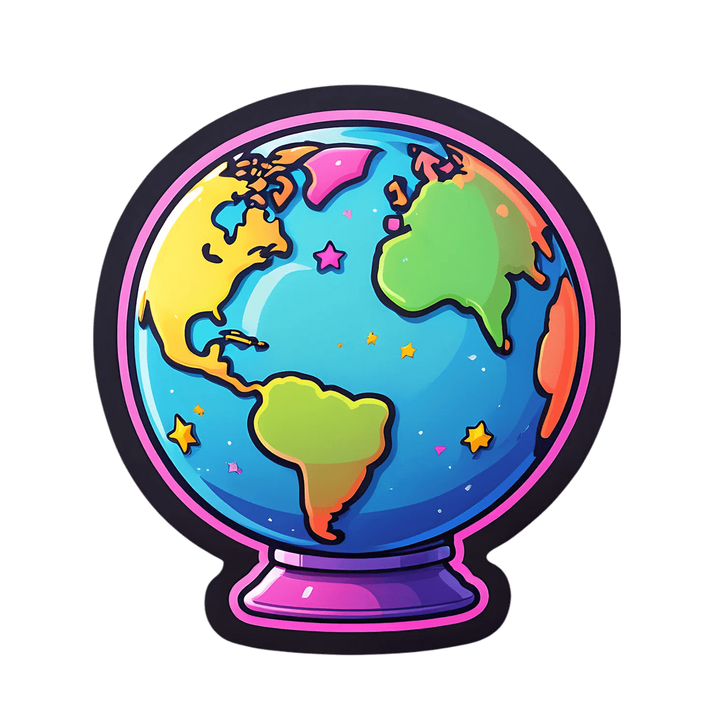 Colorful Globe Sticker - UV DTF - Heat Press Transfer