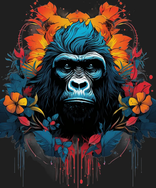 Colorful Gorilla Art - DTF Ready to Press - Heat Press Transfer