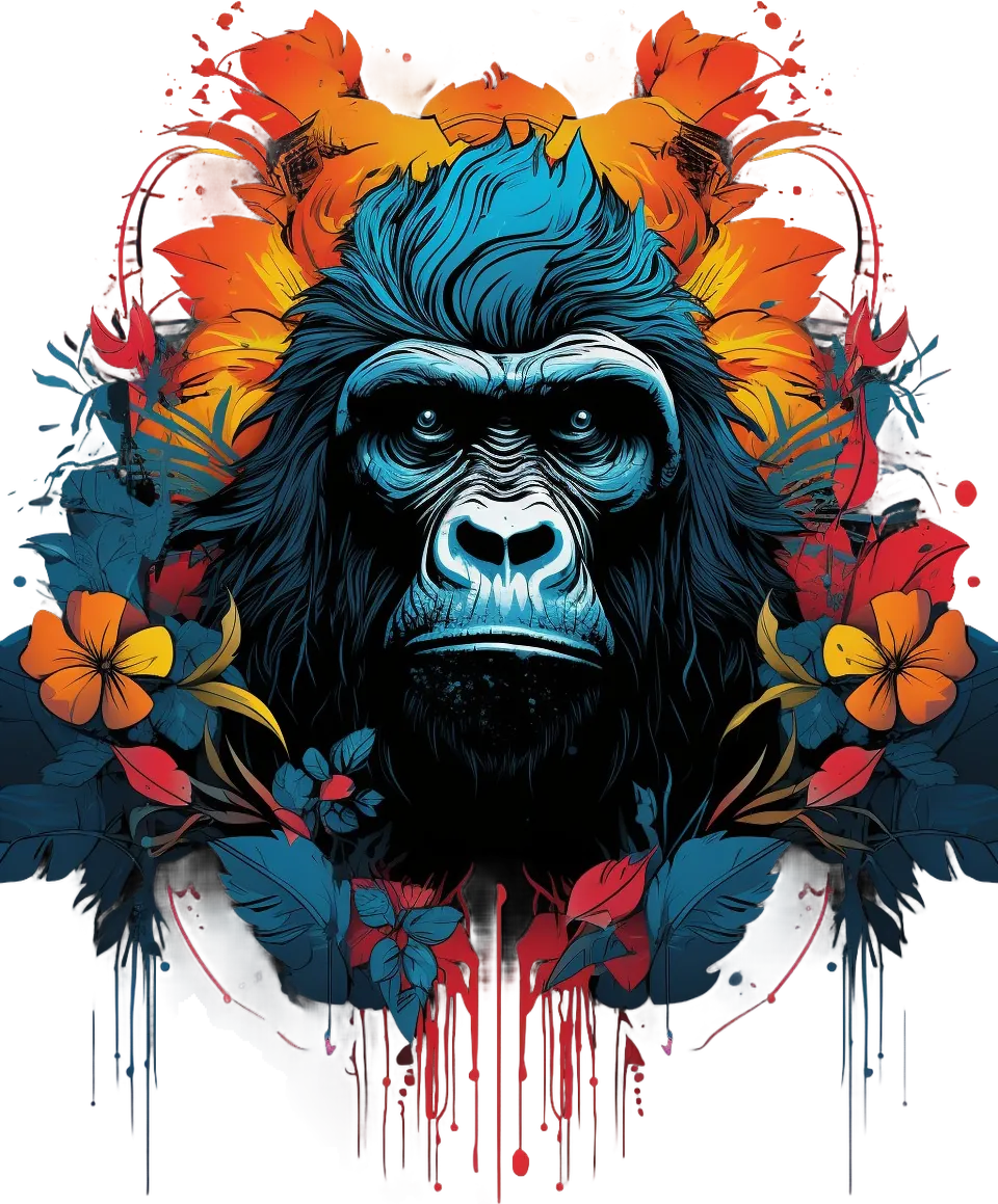 Colorful Gorilla Art - DTF Ready to Press - Heat Press Transfer