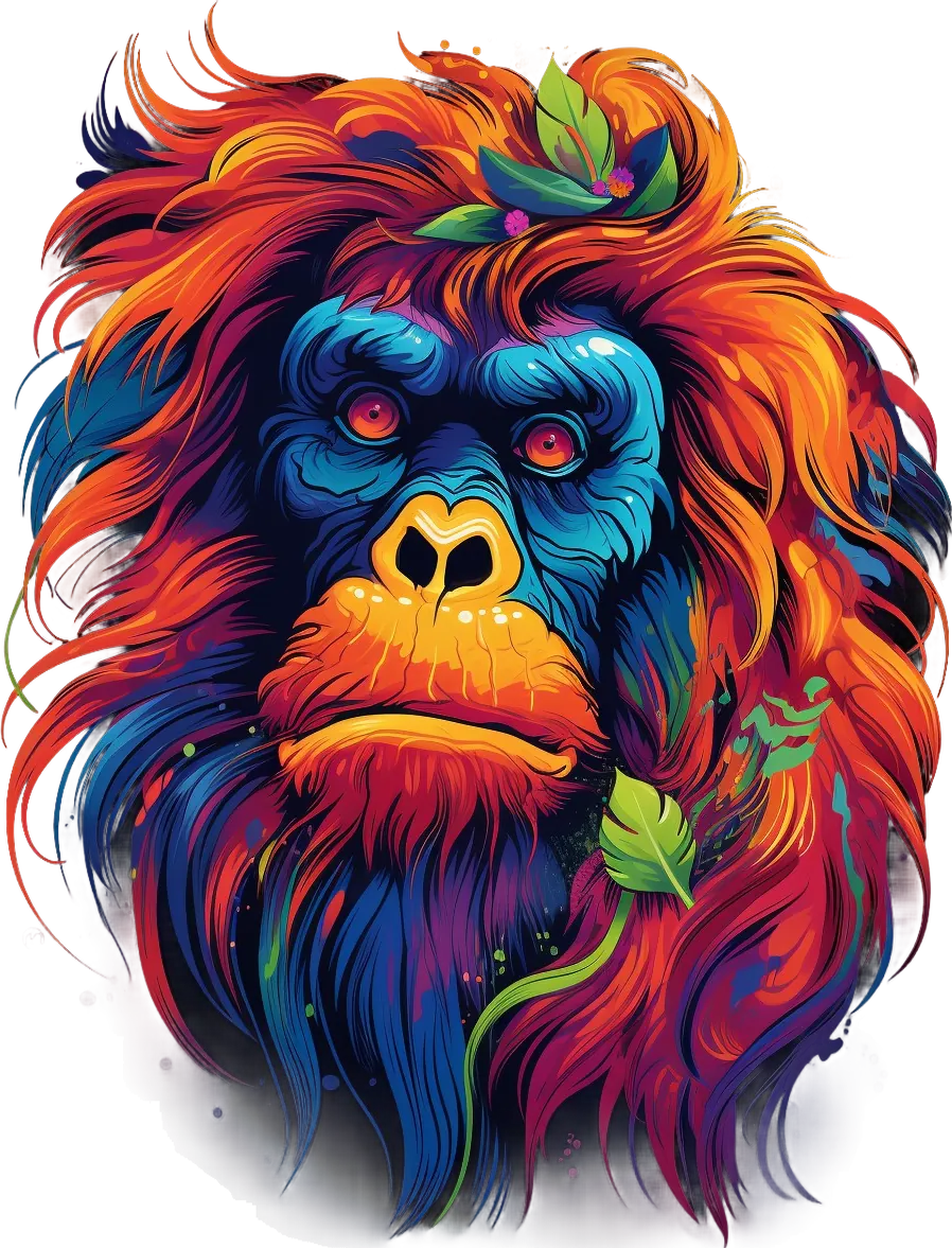 Colorful Gorilla Graphic - DTF Ready to Press - Heat Press Transfer