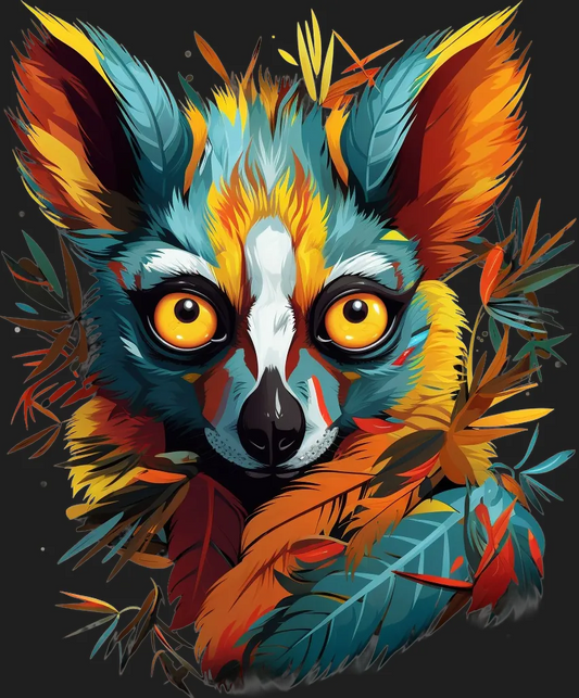 Colorful Lemur Portrait - DTF Ready to Press - Heat Press Transfer