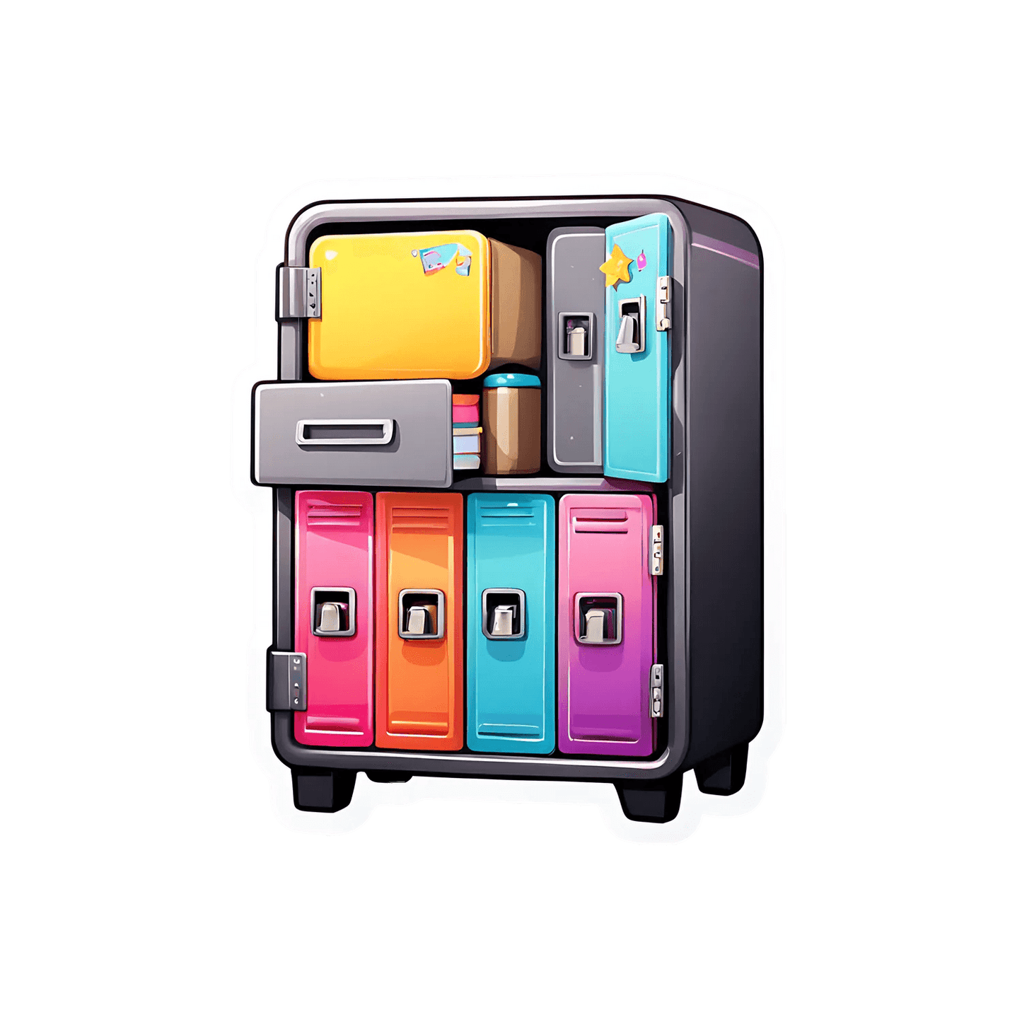 Colorful Lockers - UV DTF Sticker - Heat Press Transfer