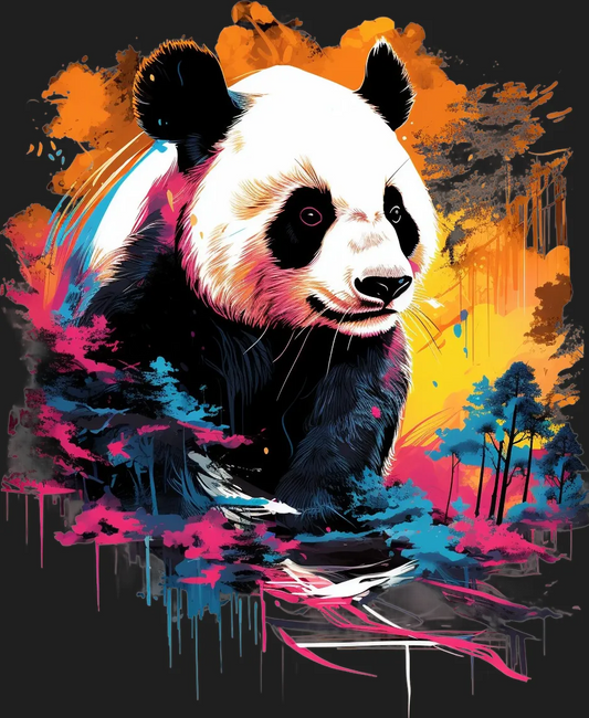 Colorful Panda Art - DTF Ready to Press - Heat Press Transfer