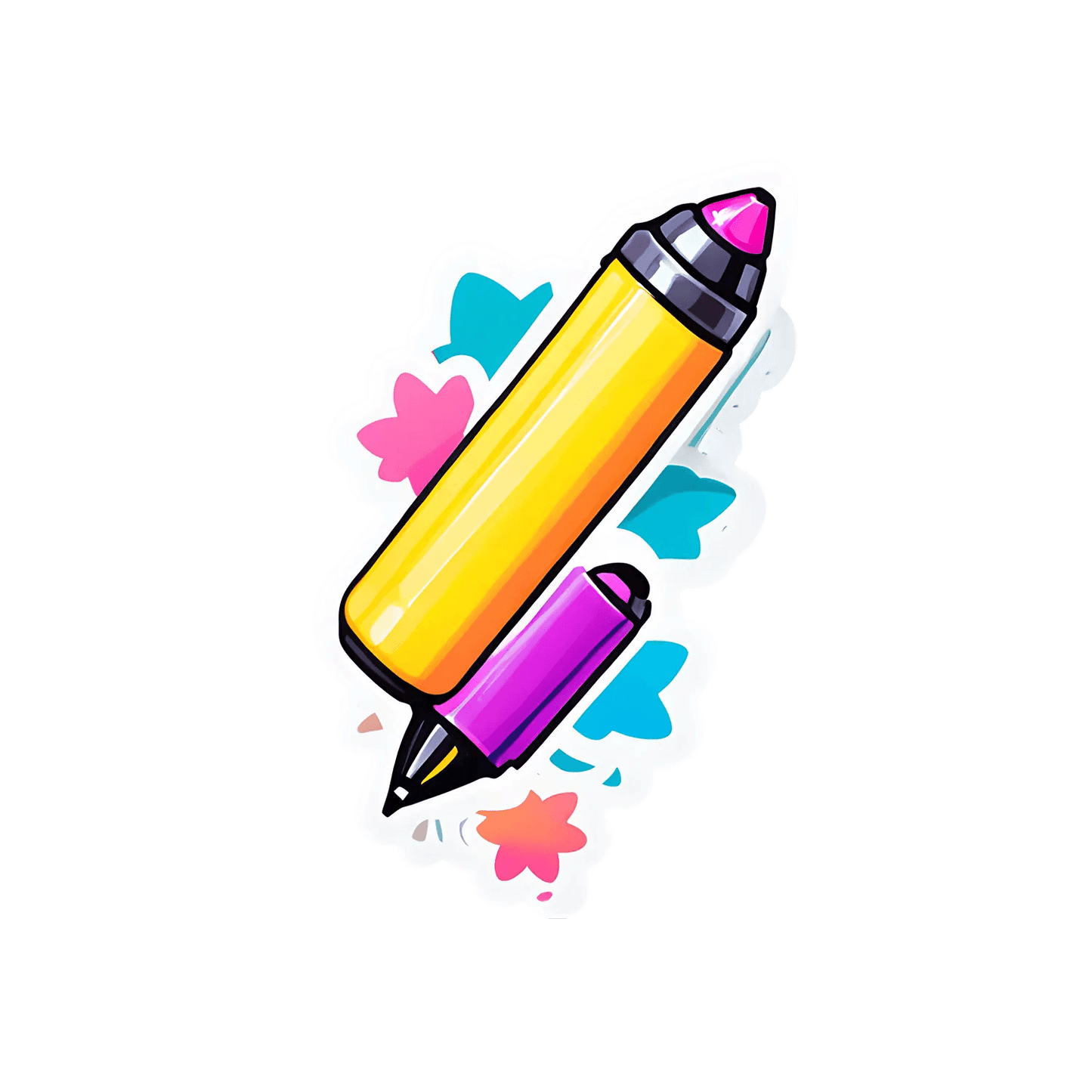 Colorful Pen Sticker - UV DTF Art - Heat Press Transfer