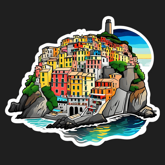 Colorful Seaside Town - Sticker - Heat Press Transfer