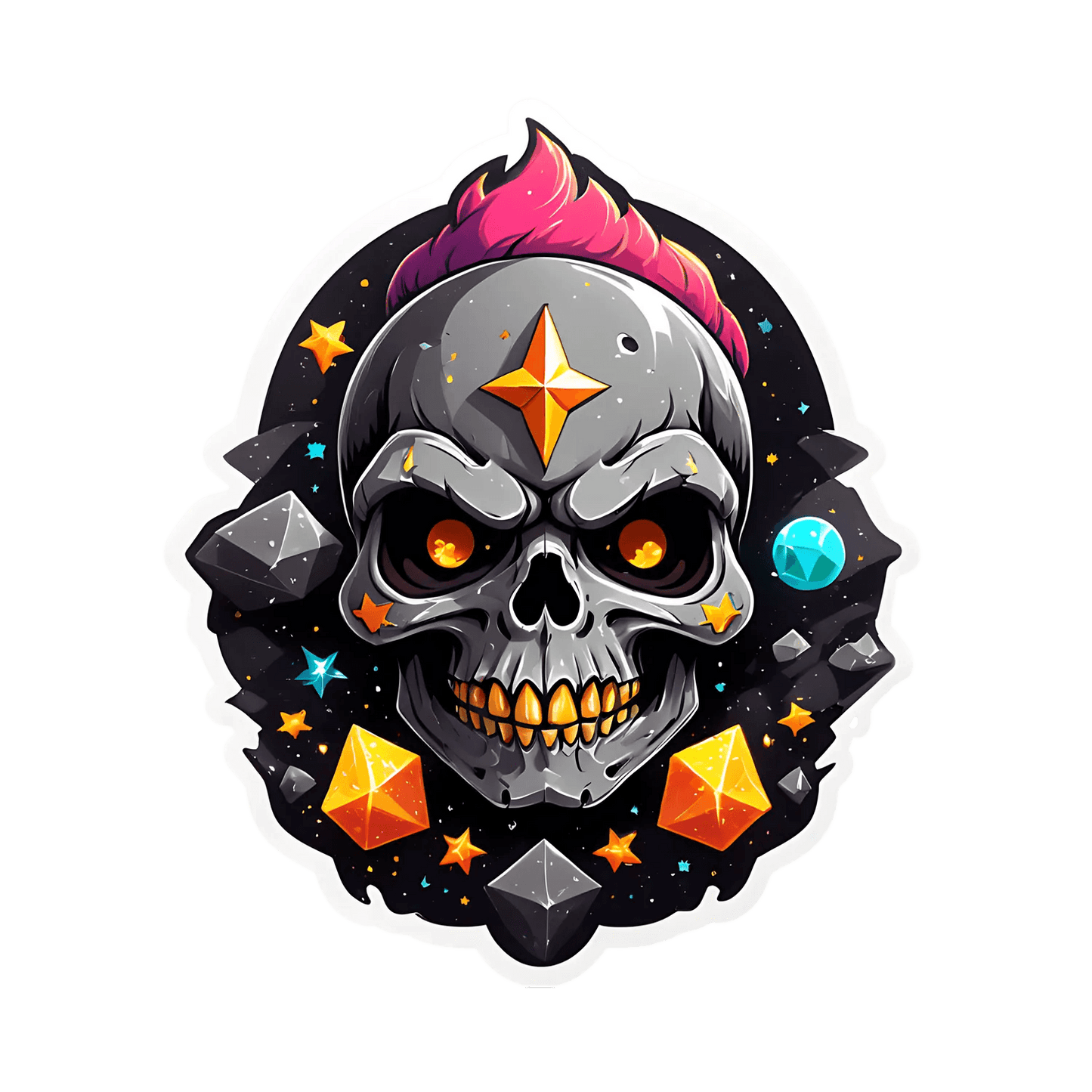 Colorful Skull - UV DTF Sticker - Heat Press Transfer