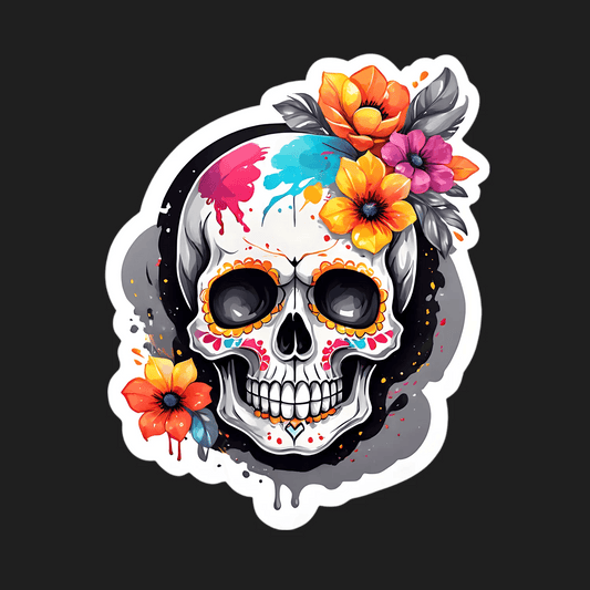 Colorful Skull Sticker - UV DTF - Heat Press Transfer