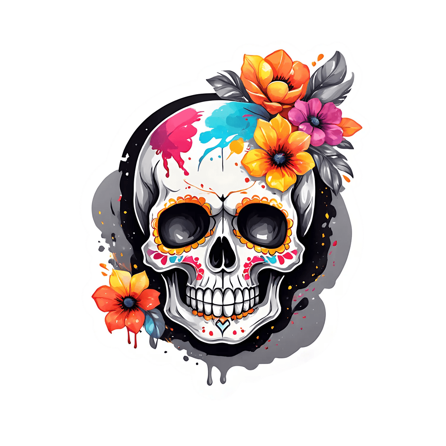 Colorful Skull Sticker - UV DTF - Heat Press Transfer