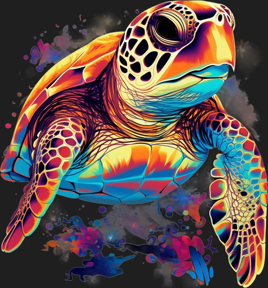 Colorful Turtle Art - DTF Ready to Press - Heat Press Transfer