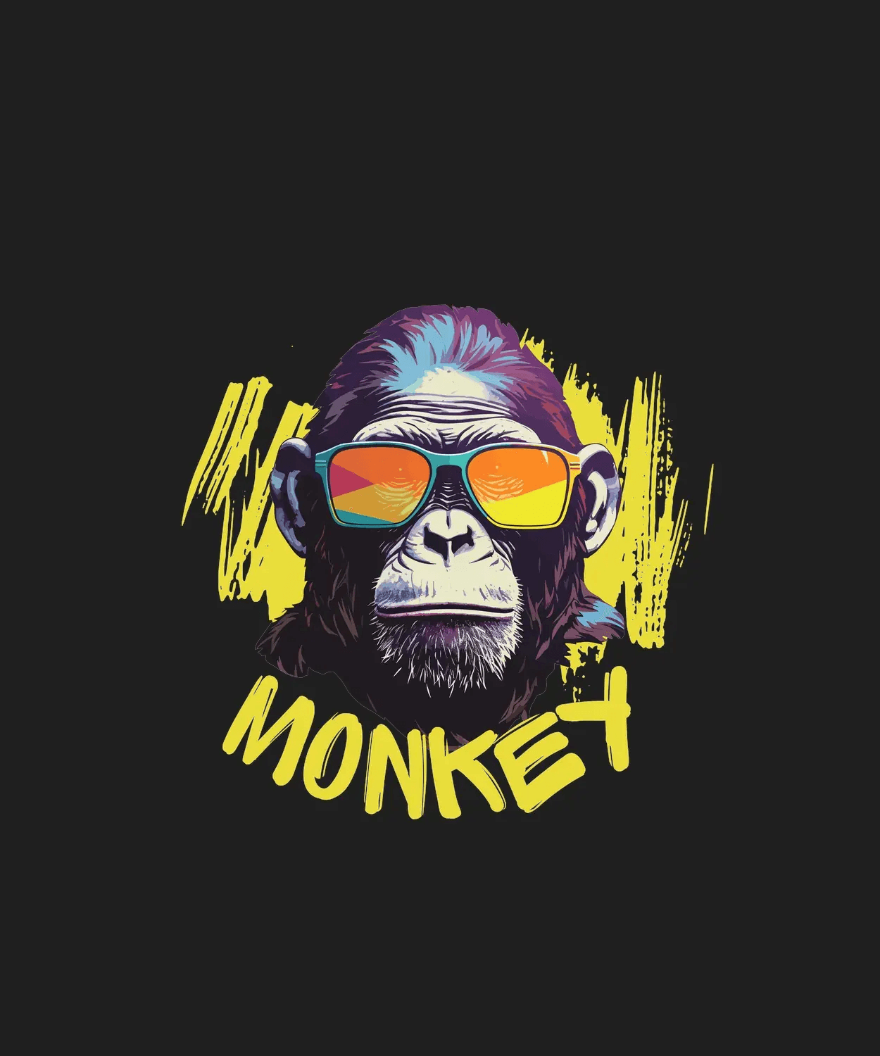 Cool Monkey Shades - DTF Ready to Press (black_bg)