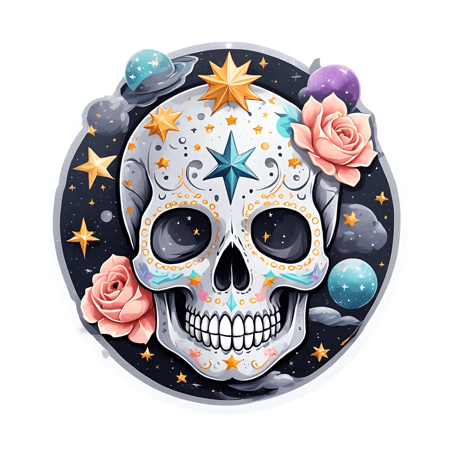 Cosmic Skull - Sticker - Heat Press Transfer