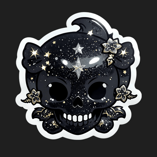 Cosmic Skull Sticker - Sparkling Star Design - Heat Press Transfer