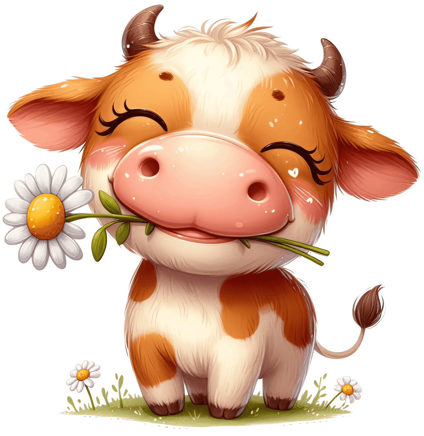 Cow And Daisy Valentine's Day Design - DTF Ready To Press - Heat Press Transfer