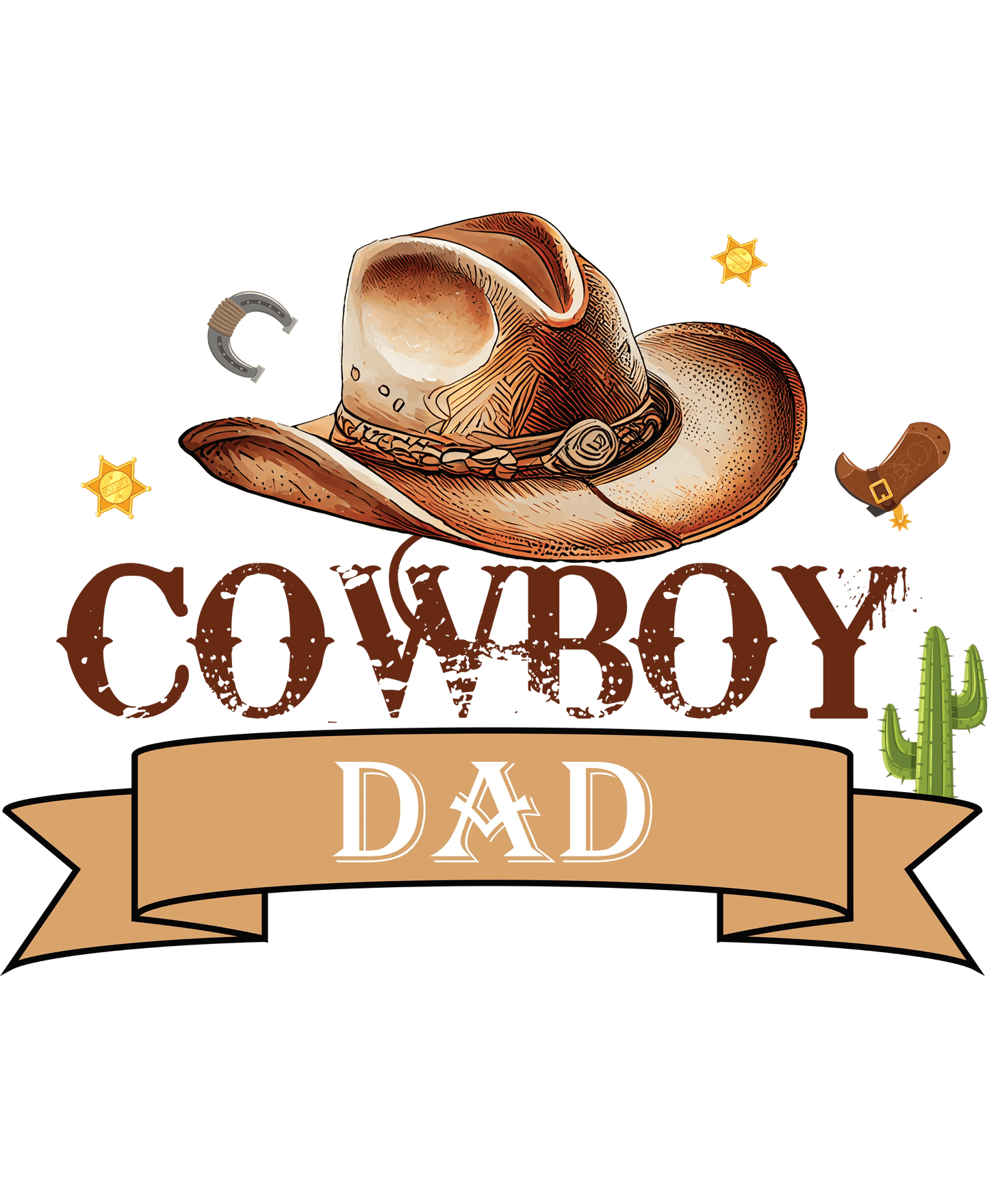 Cowboy Dad Design - DTF Ready To Press - Heat Press Transfer