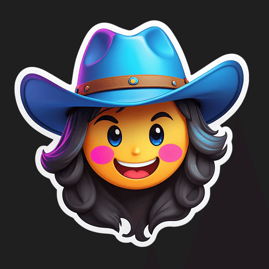 Cowgirl Emoji Sticker - Colorful UV Design - Heat Press Transfer