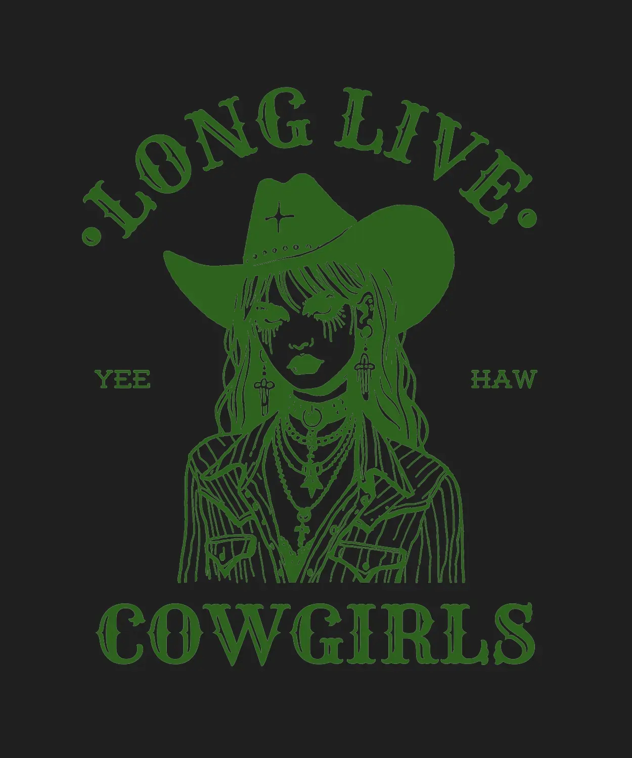 Cowgirl Fashion - DTF Ready to Press (black_bg)