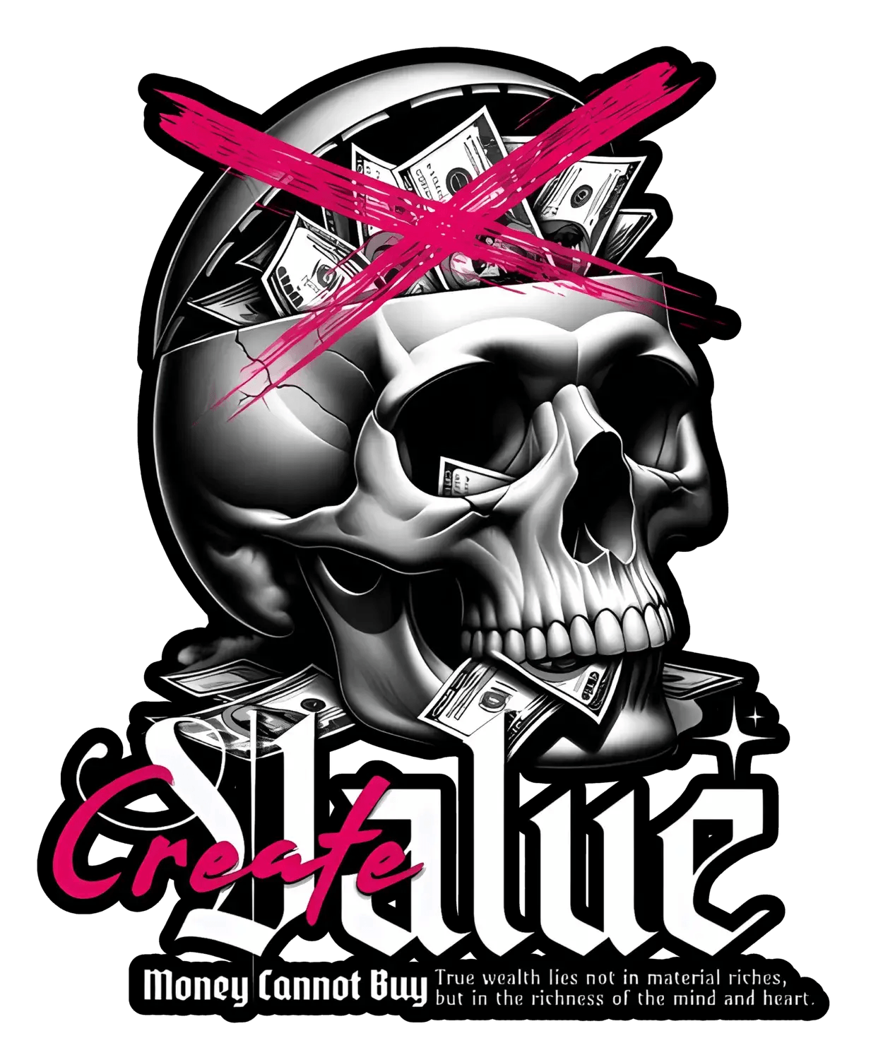 Create Value Skull - DTF Ready to Press - Heat Press Transfer