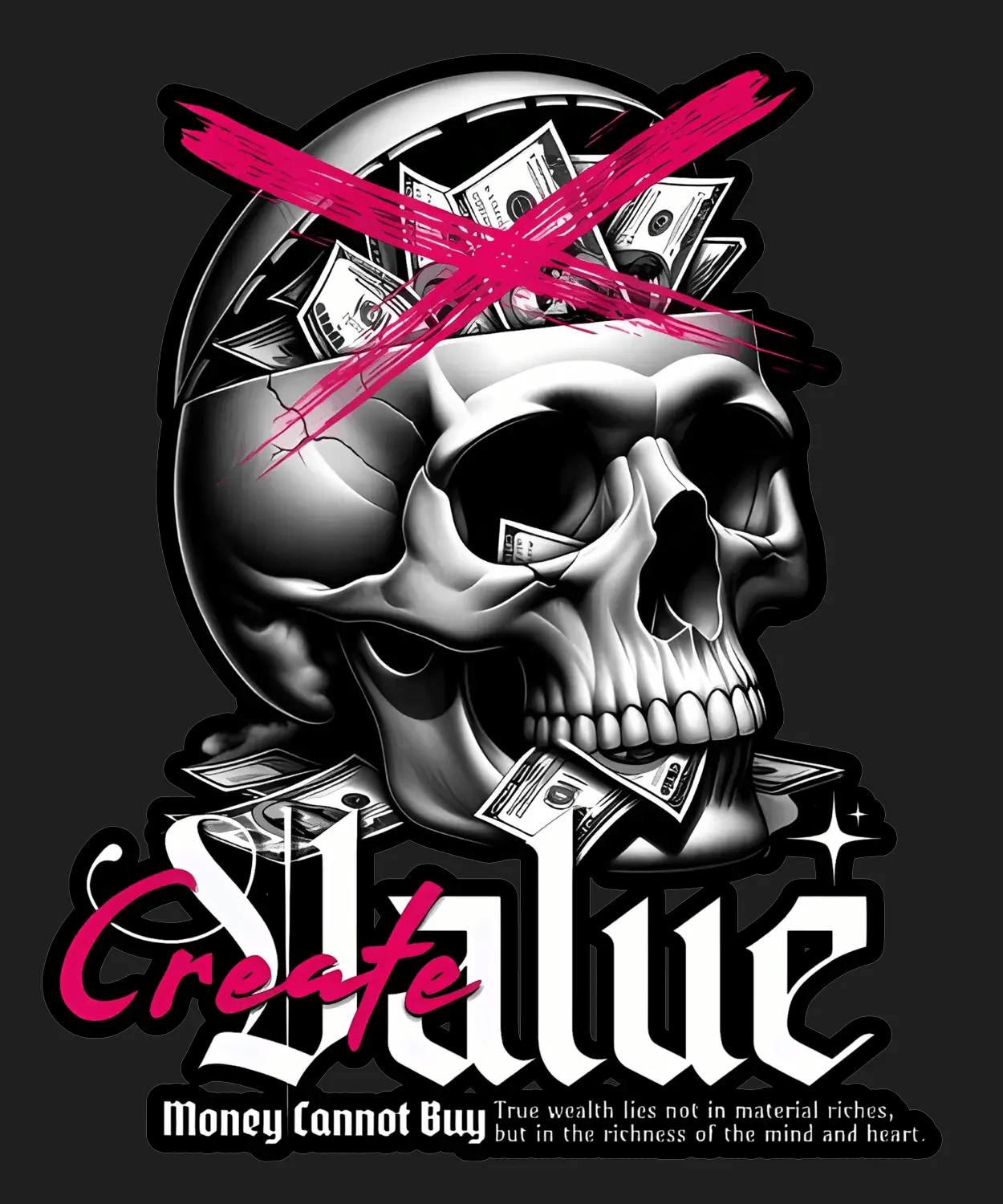 Create Value Skull - DTF Ready to Press - Heat Press Transfer