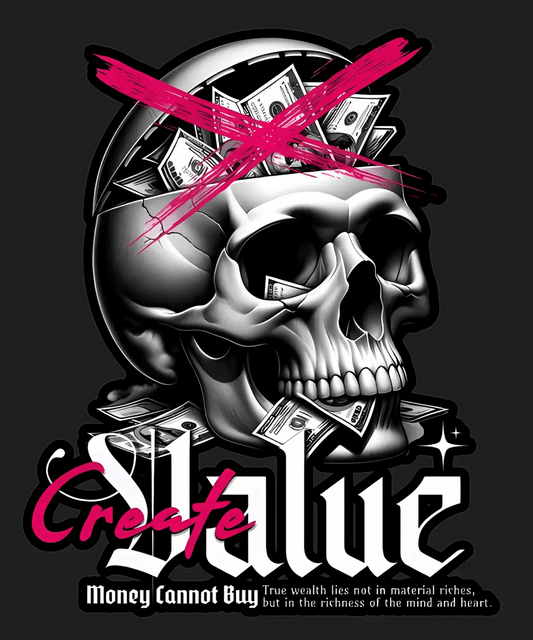 Create Value Skull - DTF Ready to Press - Heat Press Transfer