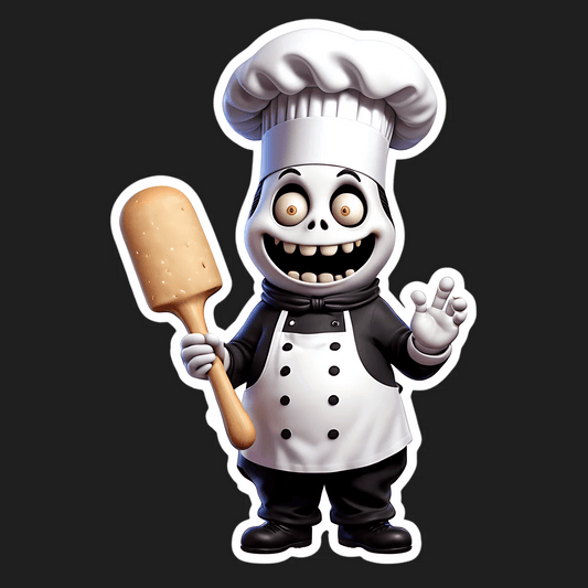 Creepy Chef Sticker - Quirky Kitchen Decor - Heat Press Transfer