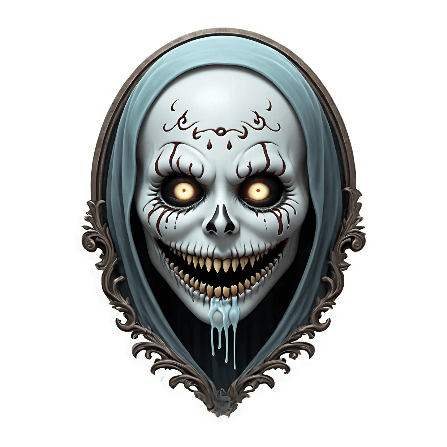 Creepy Skull Sticker - UV DTF Gothic Decor - Heat Press Transfer