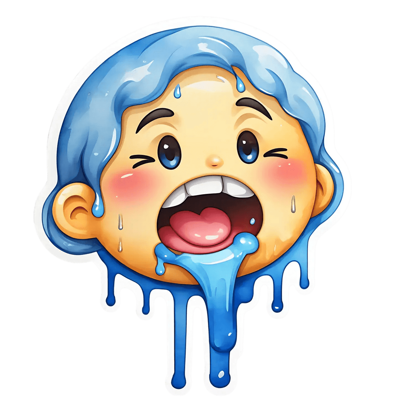 Crying Cartoon Face - Sticker - Heat Press Transfer