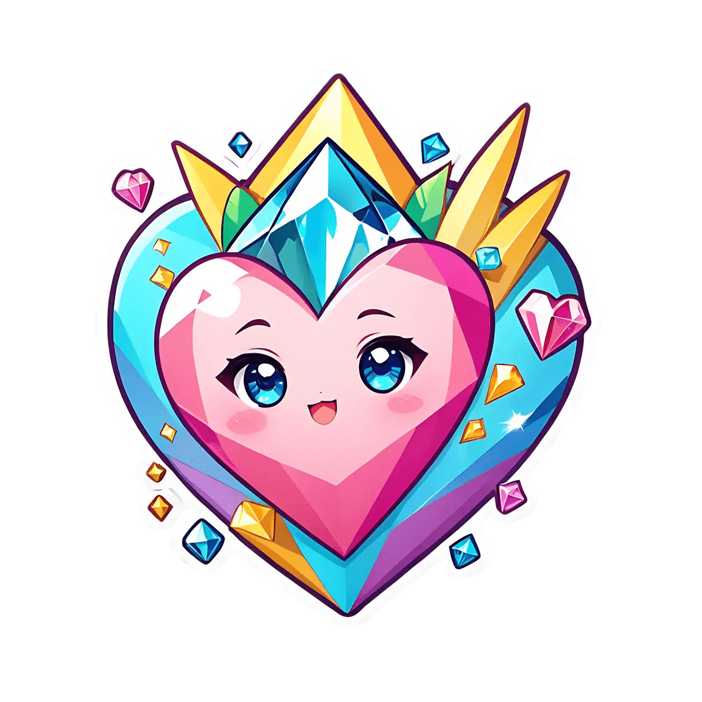 Crystal Heart Sticker - Cute Gem Design - Heat Press Transfer